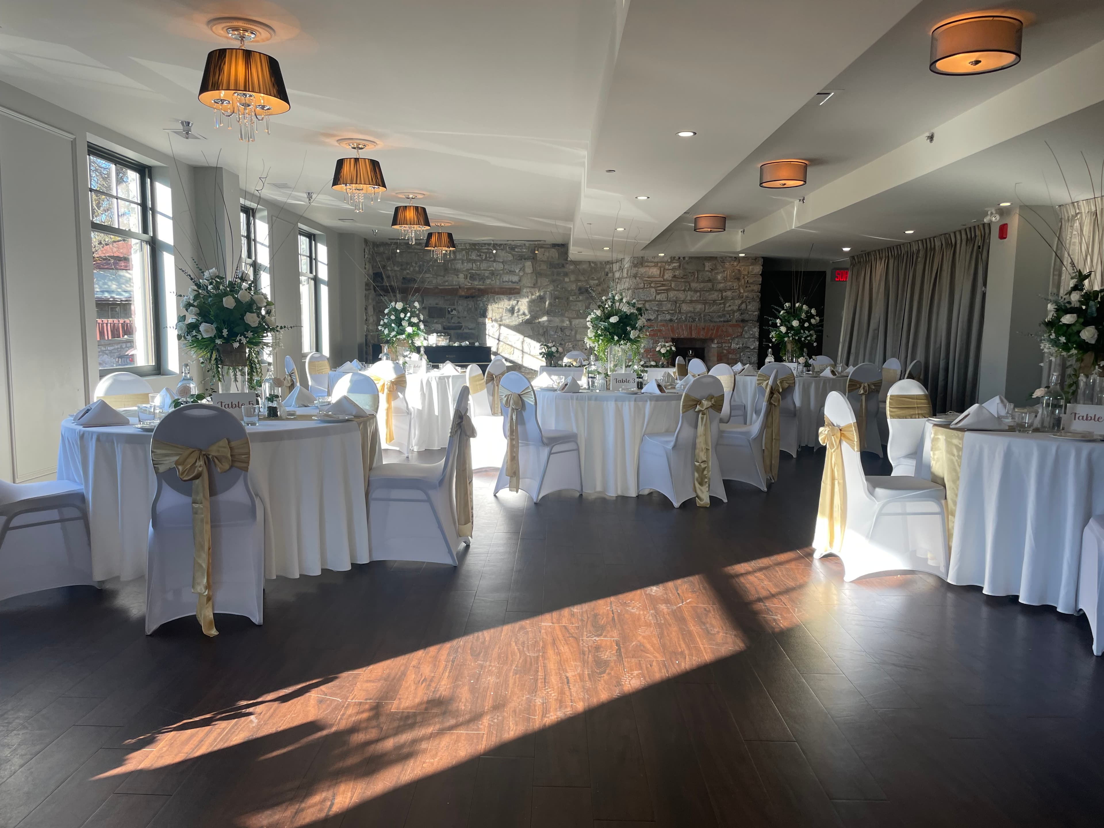 The Gold Room set for a wedding reception