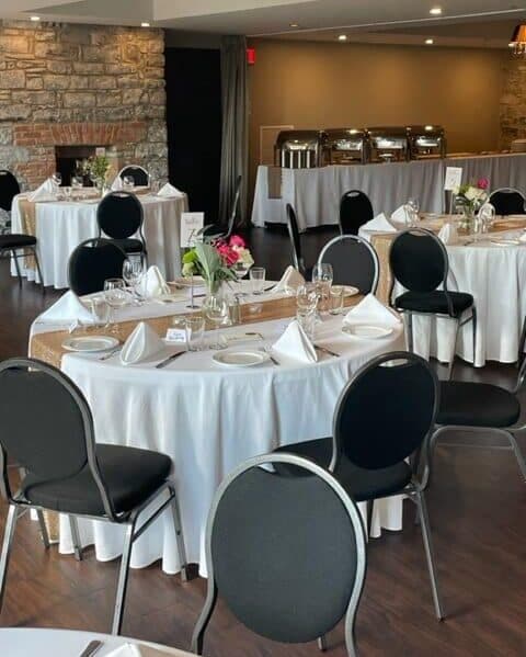 A table setting in the Gold Room