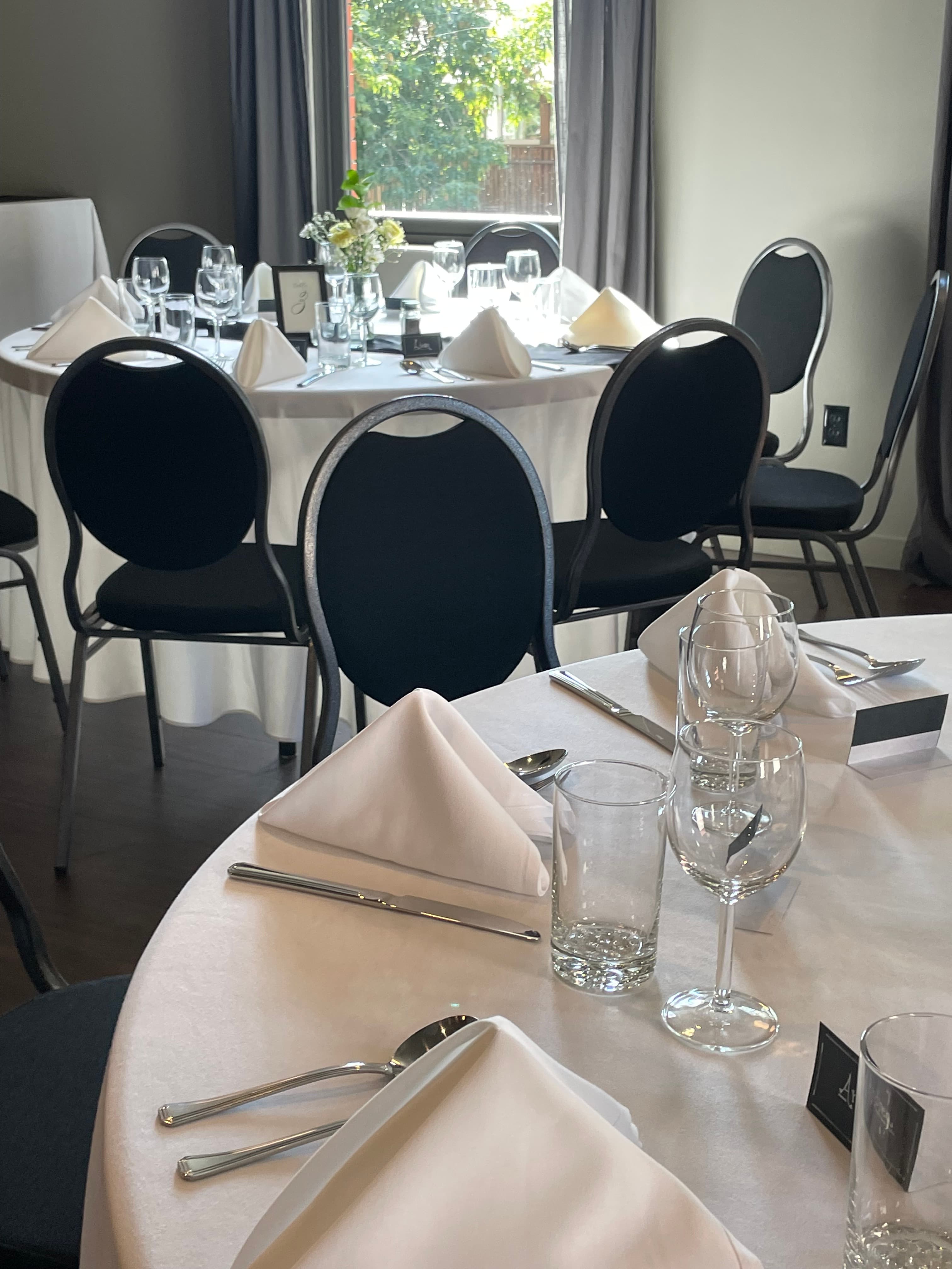 The Lounge set for a seated dinner